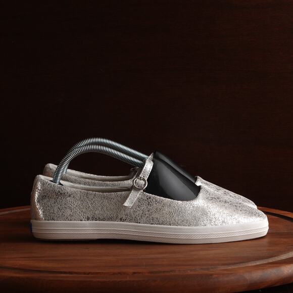 Keds Flats Womens Size 10M Silver Metallic Mary Jane Square Toe Sneaker Shoes - Picture 2 of 14